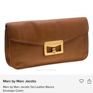 Marc by Marc Jacobs Bianca envelope clutch in tan pebbled 100% leather